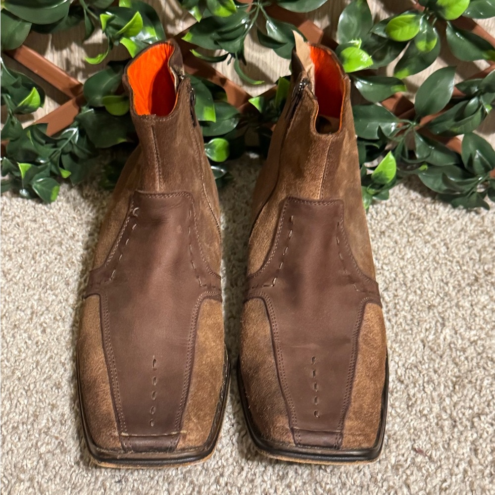 Mark Nason “Frequency” Men’s Caramel Brown Leather Zip Ankle Boots – Size 8